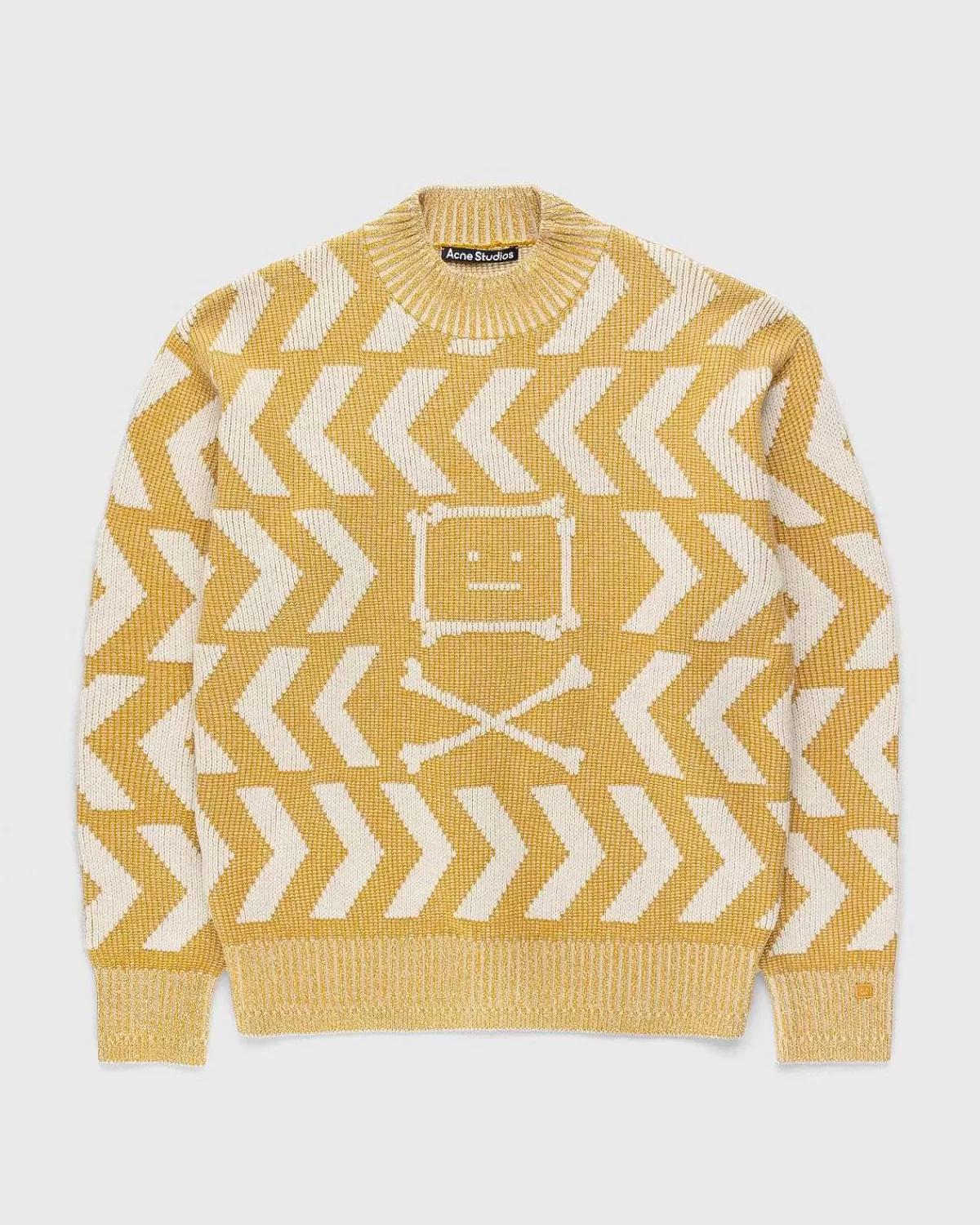 face_crossbones_and_arrow_crewneck_sweater_gul_1.webp Strik>Acne Studios Face Crossbones And Arrow Crewneck Sweater Gul
