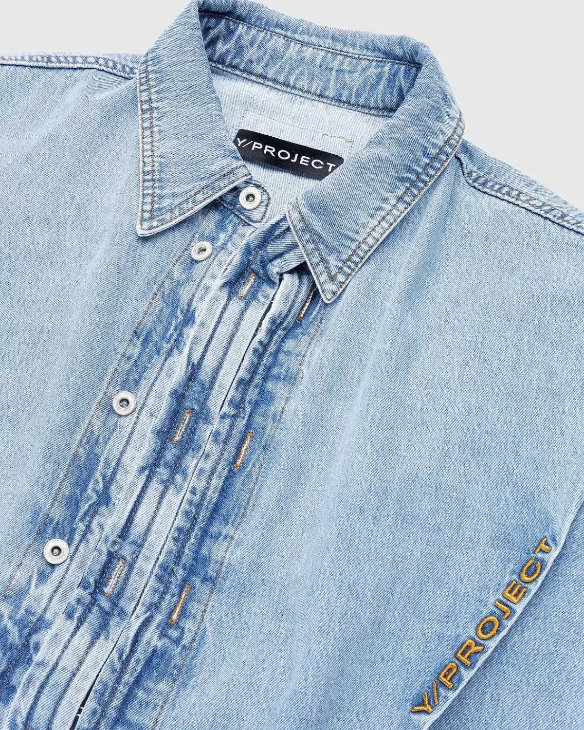 hook_and_eye_denim_shirt_ice_blue_6.webp Skjorter>Y/Project Hook And Eye Denim Shirt Ice Blue