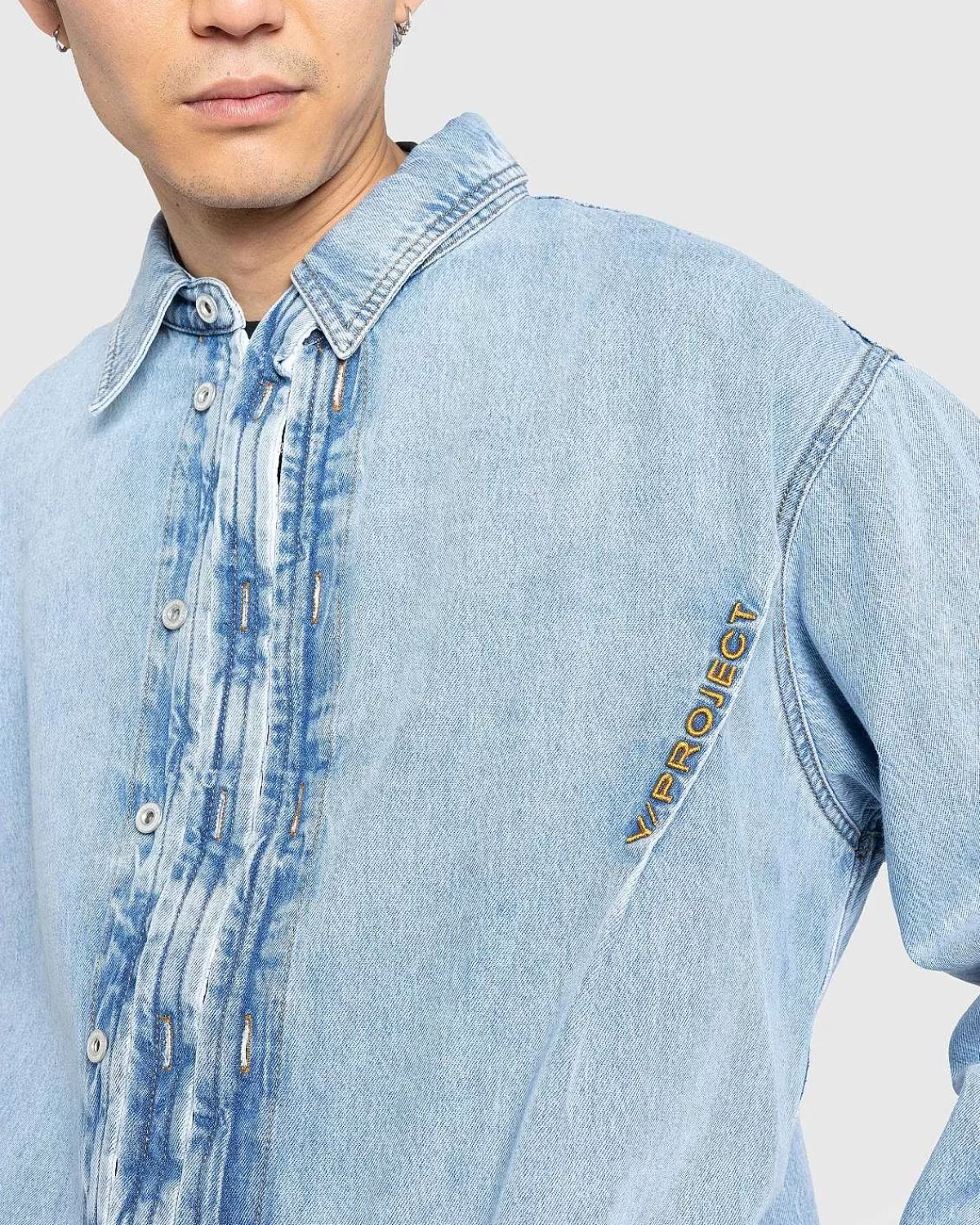 hook_and_eye_denim_shirt_ice_blue_7.webp Skjorter>Y/Project Hook And Eye Denim Shirt Ice Blue