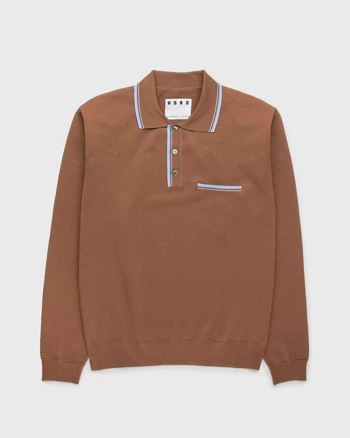 langaermet_strik_polo_brun_1.webp T-Shirts>Highsnobiety HS05 Langaermet Strik Polo Brun