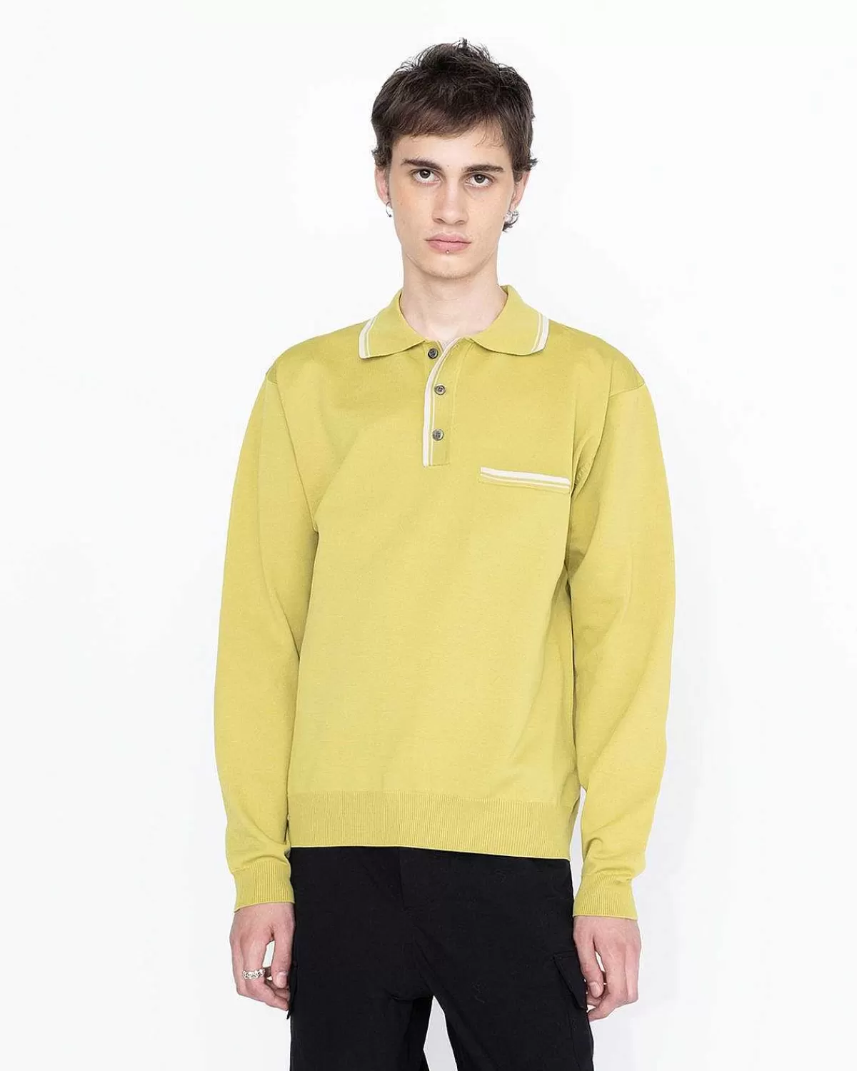 langaermet_strik_polo_gron_3.webp T-Shirts>Highsnobiety HS05 Langaermet Strik Polo Gron