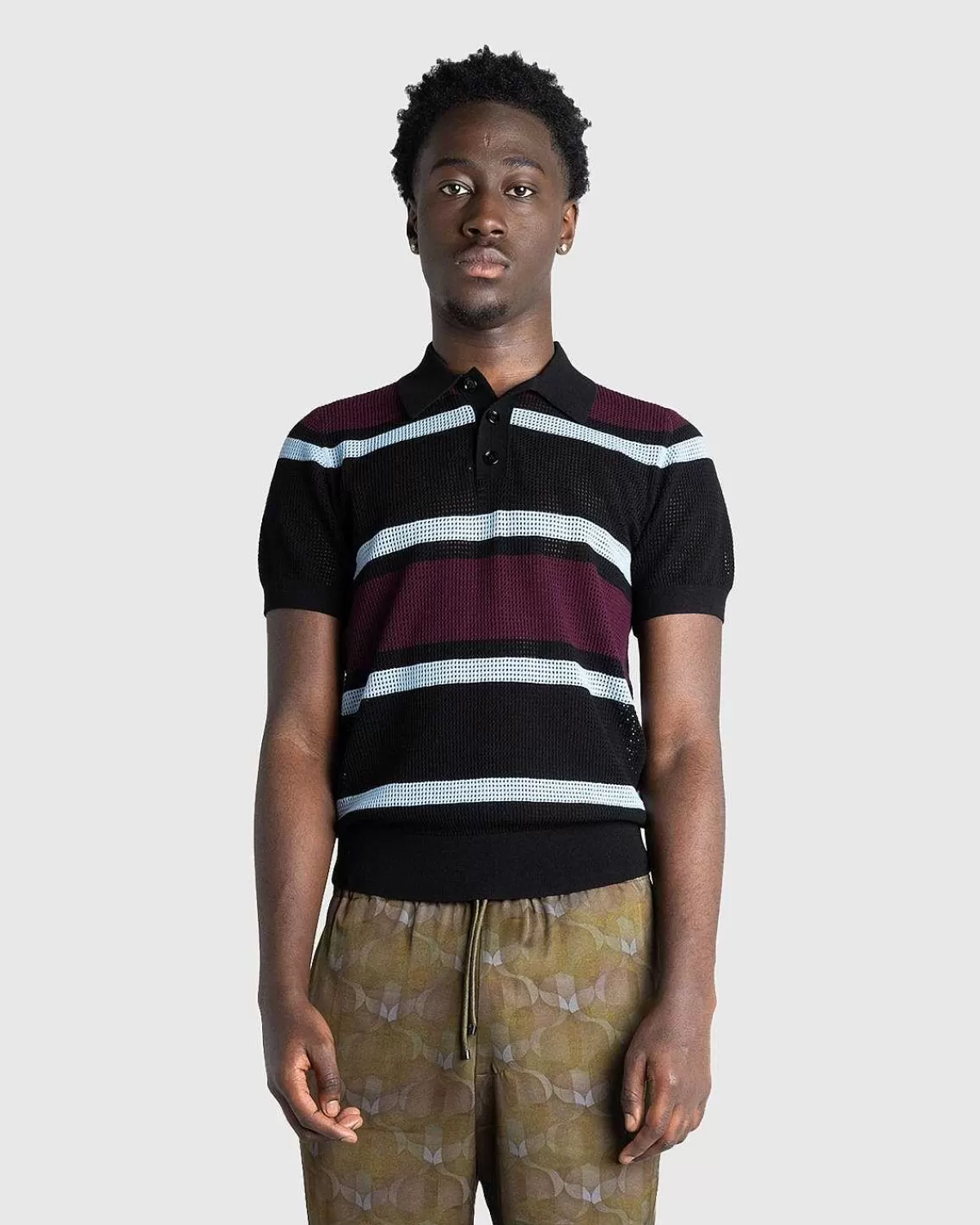mindo_strik_polo_sortstriber_2.webp T-Shirts>Dries van Noten Mindo Strik Polo Sort/Striber