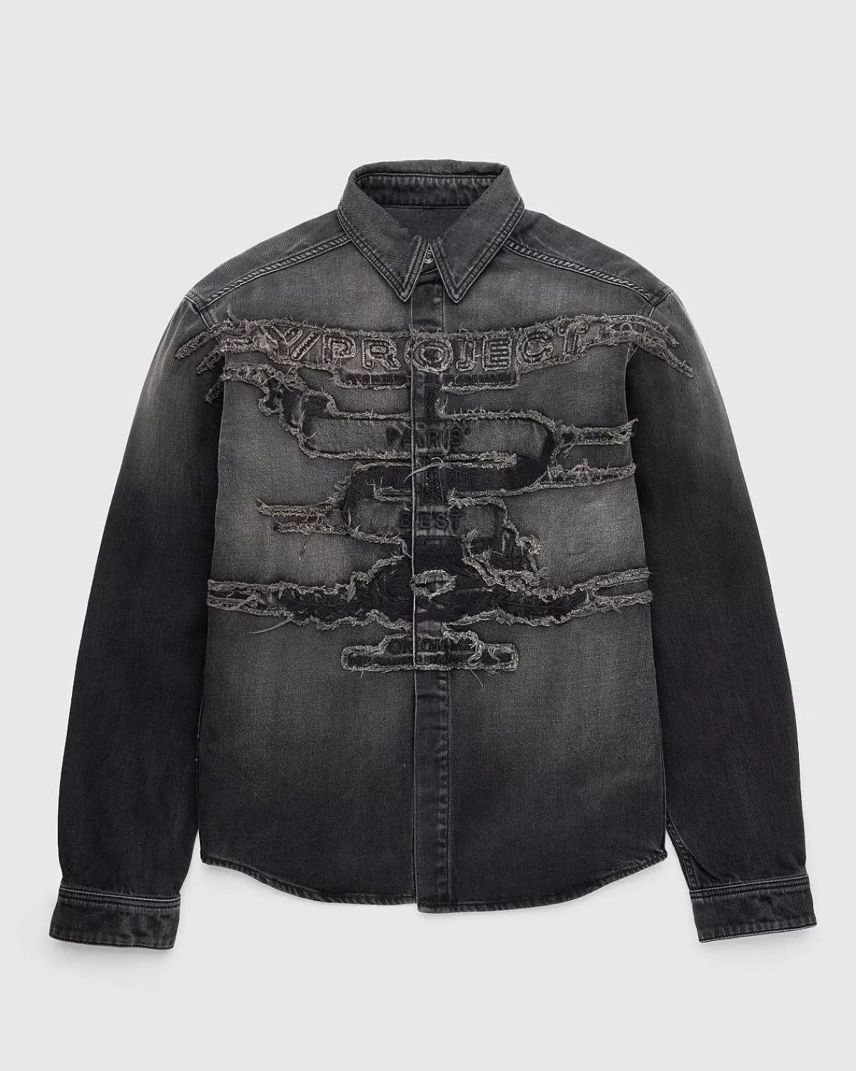paris_best_patch_denim_shirt_sort_1.webp Skjorter>Y/Project Paris' Best Patch Denim Shirt Sort