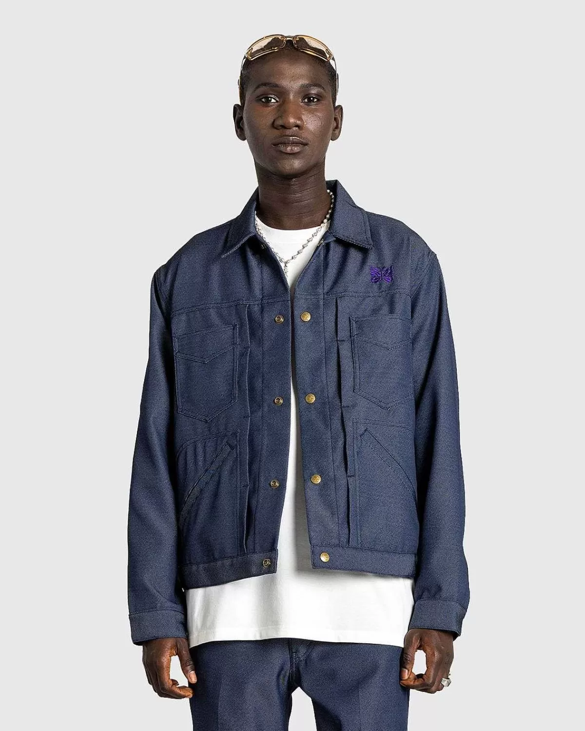 penny_jean_jacket_poly_twill_navy_2.webp Overtøj>Needles Penny Jean Jacket Poly Twill Navy