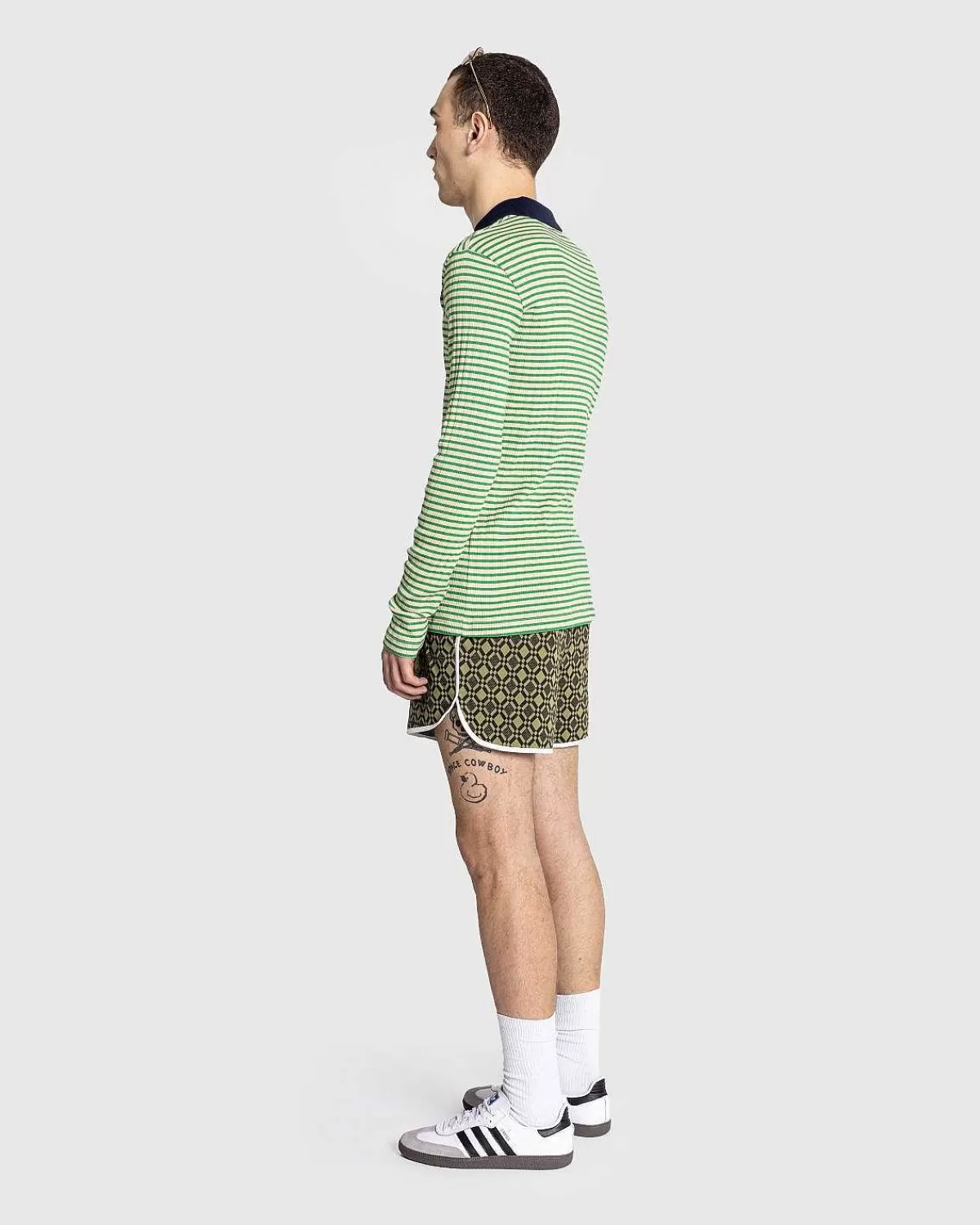 sonic_langaermet_polo_ivorygron_4.webp T-Shirts>Wales Bonner Sonic Langaermet Polo Ivory/Gron