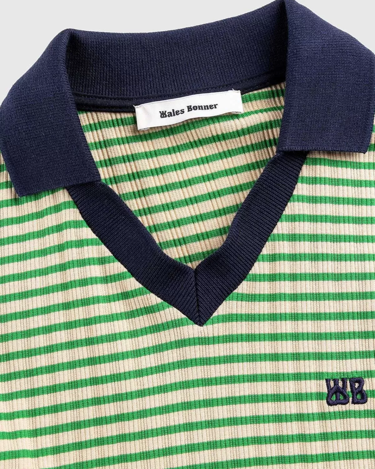 sonic_langaermet_polo_ivorygron_6.webp T-Shirts>Wales Bonner Sonic Langaermet Polo Ivory/Gron