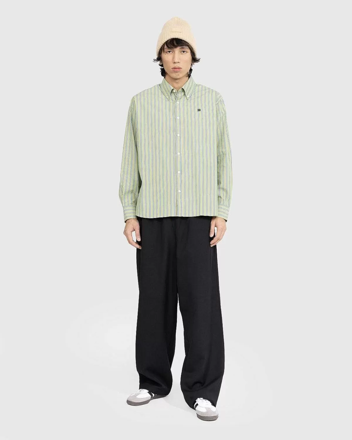 stripe_buttonup_skjorte_lys_gronmorkegron_3.webp Skjorter>Acne Studios Stripe Button-Up Skjorte Lys Gron/Morkegron