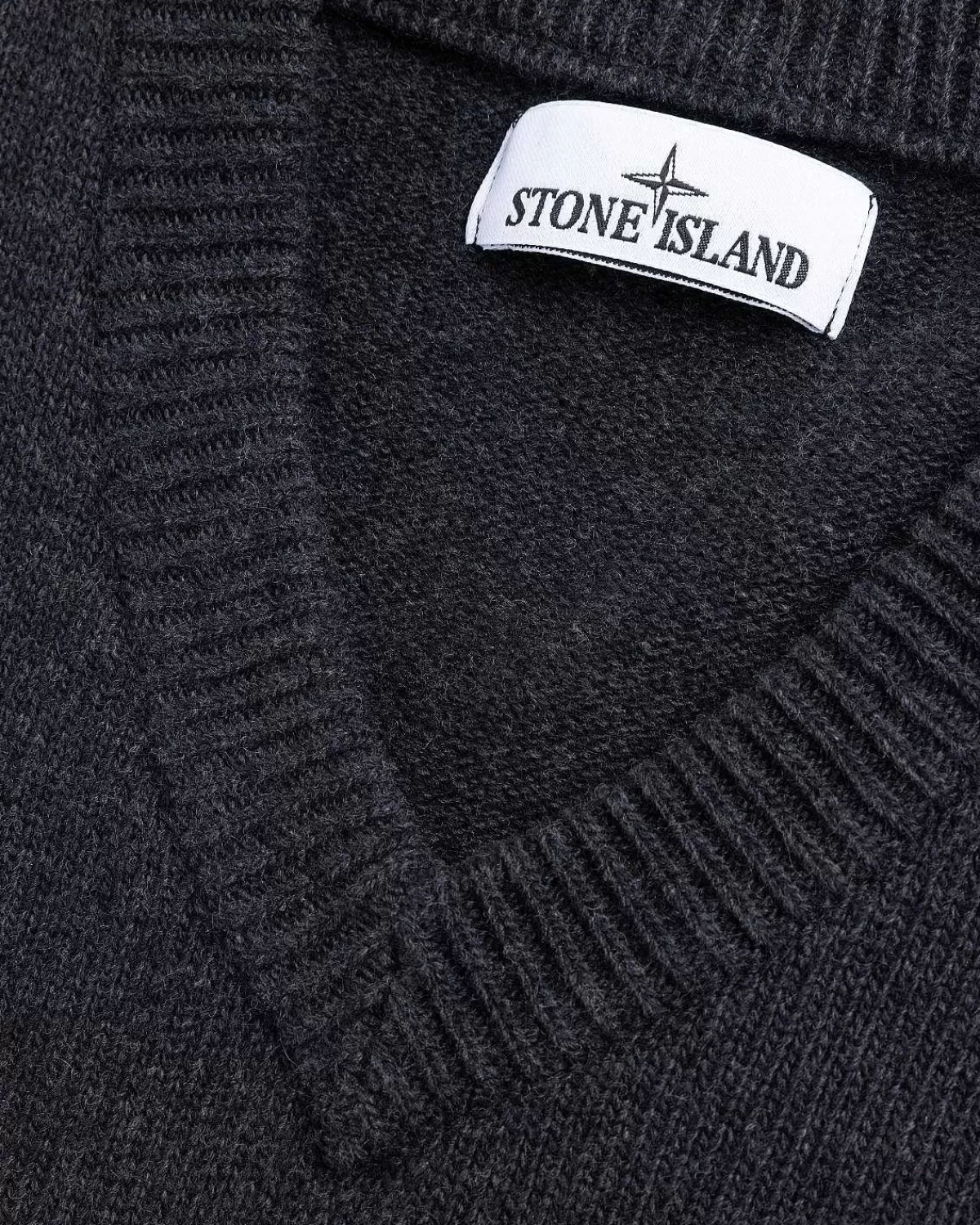 vhals_sweater_melange_charcoal_6.webp Strik>Stone Island V-Hals Sweater Melange Charcoal
